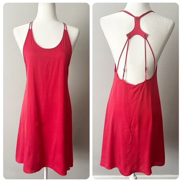Alice + Olivia Silk Red Mini Dress Strappy Back women’s size small - Picture 1 of 10
